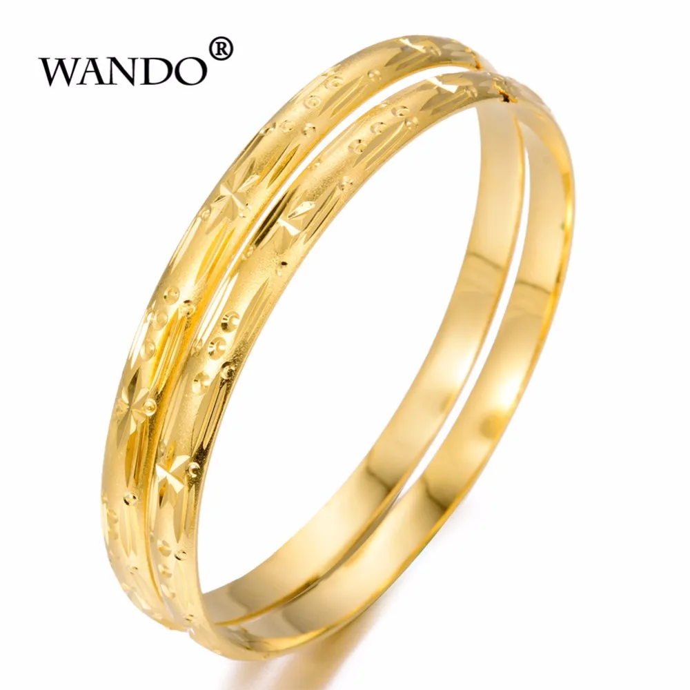 WANDO 2pcs/lot 24kGold Bangle for Women Gold Dubai Bride Wedding Ethiopian Bracelet Africa Bangle Arab Jewelry Gold Charm wb105
WANDO 2pcs/lot 24kGold Bangle for Women Gold Dubai Bride Wedding Ethiopian Bracelet Africa Bangle Arab Jewelry Gold Charm wb105