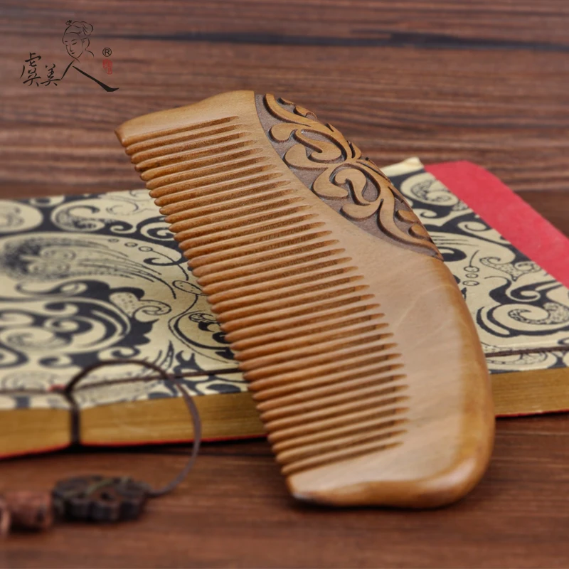 

High qualityCherry wood comb wood natural wood carved lettering gift ebony comb anti-static bag comb AR288