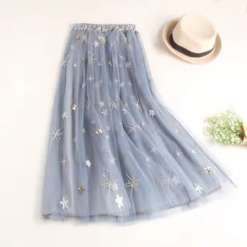 Sequins Embroidery Tulle Skirt Spring Summer Black Elastic High Waist Tutu Skirt Jupe Femme Mesh Maxi Long Pleated Skirt C4245
Sequins Embroidery Tulle Skirt Spring Summer Black Elastic High Waist Tutu Skirt Jupe Femme Mesh Maxi Long Pleated Skirt C4245