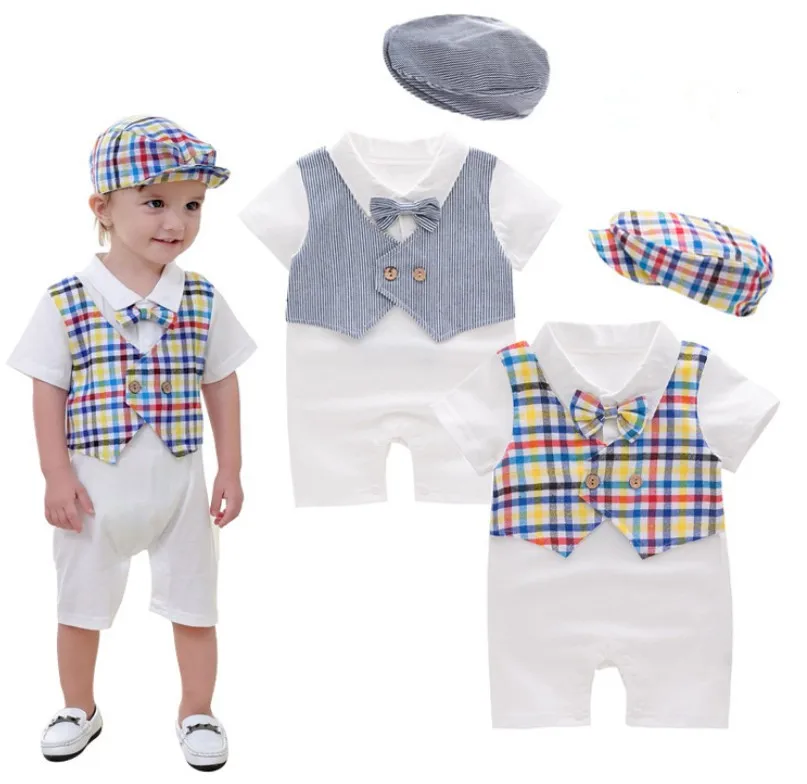 New Arrival Lovely Bowtie Decorated Baby Boys Romper With Hat/ Two false pieces Jumpsuit 3069
New Arrival Lovely Bowtie Decorated Baby Boys Romper With Hat/ Two false pieces Jumpsuit 3069