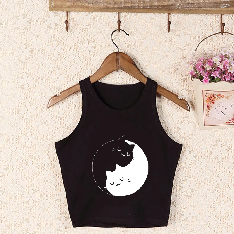 Summer Tanks Womne Cute Taiji Cat Pattern Harajuku Tank Tops Funny Girls Fashion Loose Cropped Crop Camisoles Tee Streetwear
Summer Tanks Womne Cute Taiji Cat Pattern Harajuku Tank Tops Funny Girls Fashion Loose Cropped Crop Camisoles Tee Streetwear