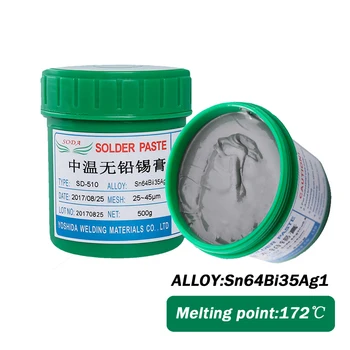 1 Bottle SD-510 Medium Temperature Lead-Free SMT Solder Paste Computer Motherboard Welding LED Home Appliance Repair Sn64Bi35Ag1
