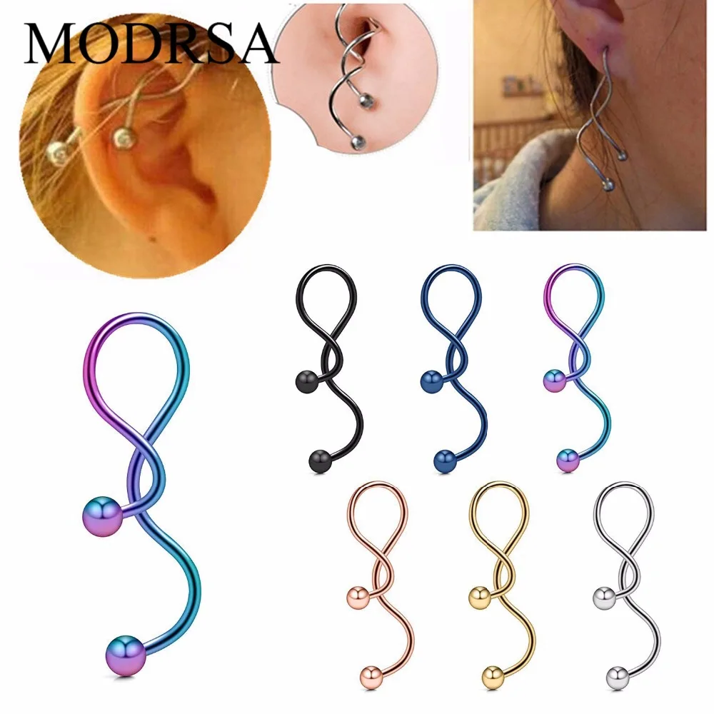 MODRSA 1Piece Spiral Ear Industrial Piercing Orelha Cartilagem Earring Tragus Spetum Piercing Stainless Steel Body Jewelry
MODRSA 1Piece Spiral Ear Industrial Piercing Orelha Cartilagem Earring Tragus Spetum Piercing Stainless Steel Body Jewelry
