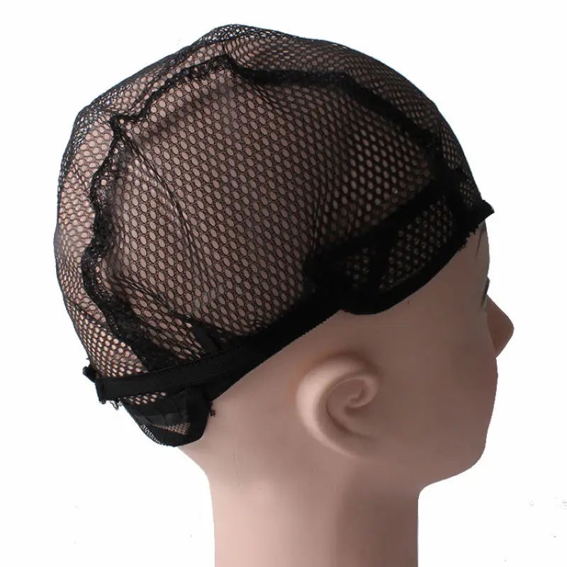 10pcs Adjustable Wig Cap Black Beige Breathable Nylon Weaving Mesh Wig Cap Hairnets W/Lace Straps 2 Colors