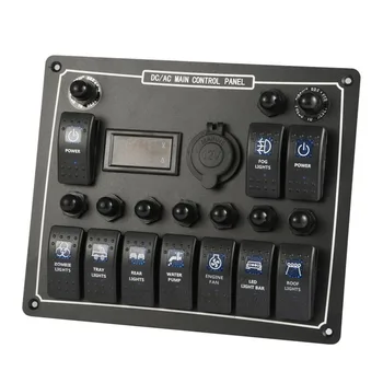 New 10 Gang Waterproof Car Auto Boat Marine LED AC/DC Rocker Switch Panel Dual Power Control Overload Protection 15A DC Output
New 10 Gang Waterproof Car Auto Boat Marine LED AC/DC Rocker Switch Panel Dual Power Control Overload Protection 15A DC Output