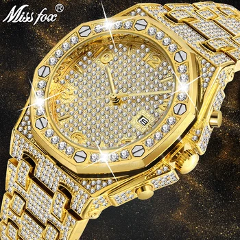 MISSFOX Big Women Watches Top Brand Luxury Watch Women Trending Unique FF Diamond Watch 18k Gold Quartz Iced Out Arabic Watch
MISSFOX Big Women Watches Top Brand Luxury Watch Women Trending Unique FF Diamond Watch 18k Gold Quartz Iced Out Arabic Watch