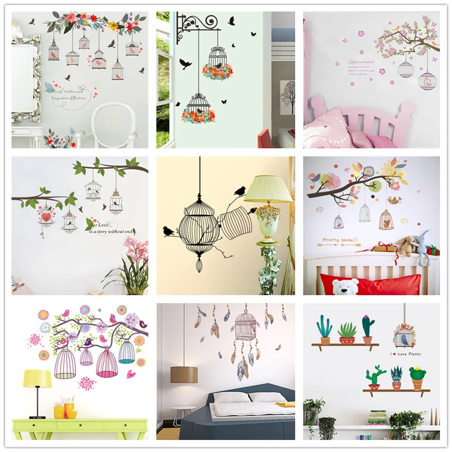 % PVC diy Cartoon animal bird Birdcage Flower Living room bedroom Wall Stickers Vinyl Wall Decals Kids Room Home Decor wallpaper
% PVC diy Cartoon animal bird Birdcage Flower Living room bedroom Wall Stickers Vinyl Wall Decals Kids Room Home Decor wallpaper