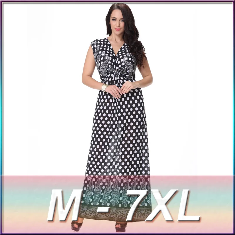 Casual Women Summer Dress Sexy V Neck Sleeveless Polka Dot Dress Long Maxi Beach Club Party Dresses Plus Size 7XL Vestidos
Casual Women Summer Dress Sexy V Neck Sleeveless Polka Dot Dress Long Maxi Beach Club Party Dresses Plus Size 7XL Vestidos