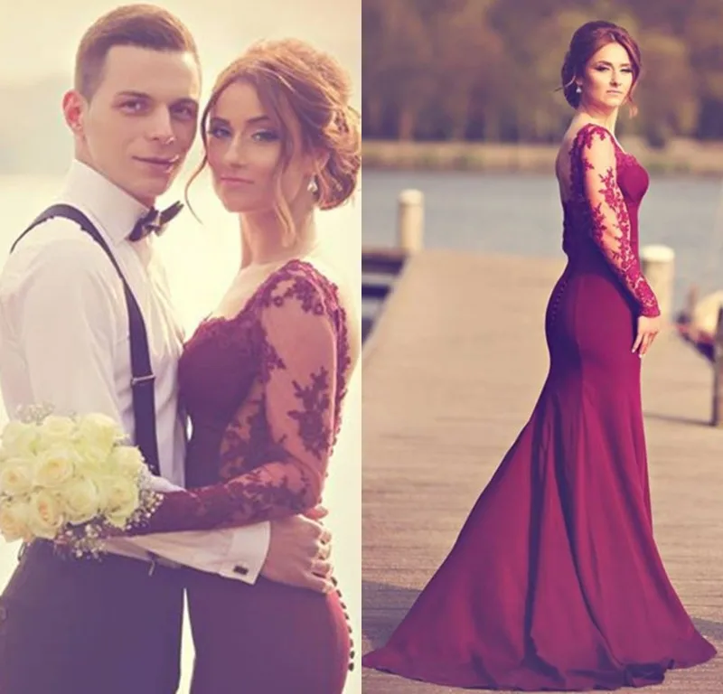 CFB2 Custom Made Long Sleeve Lace Burgundy Prom Dresses 2016 Hot Sale Long Mermaid Evening Party Dress For Graduation
CFB2 Custom Made Long Sleeve Lace Burgundy Prom Dresses 2016 Hot Sale Long Mermaid Evening Party Dress For Graduation