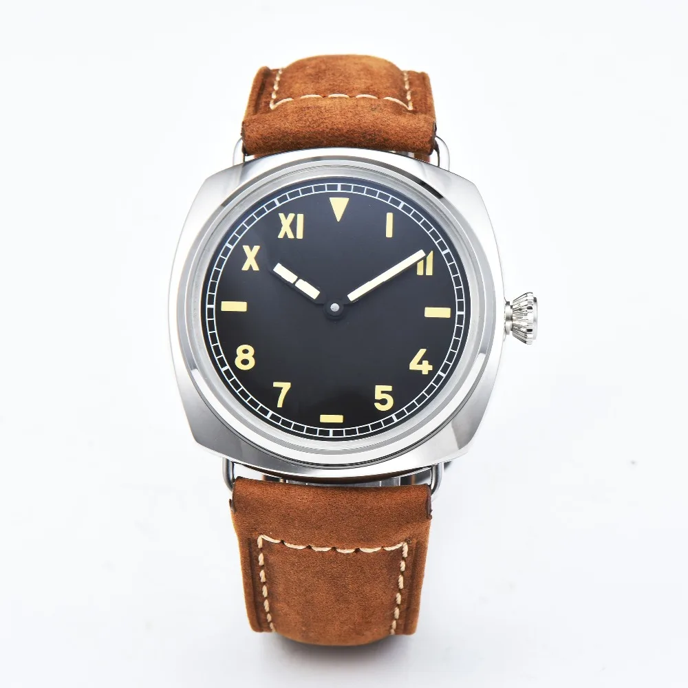 Parnis 47 mm Movement Black Dial white case Leather carving military Mechanical hand winding 6497 Watch
Parnis 47 mm Movement Black Dial white case Leather carving military Mechanical hand winding 6497 Watch