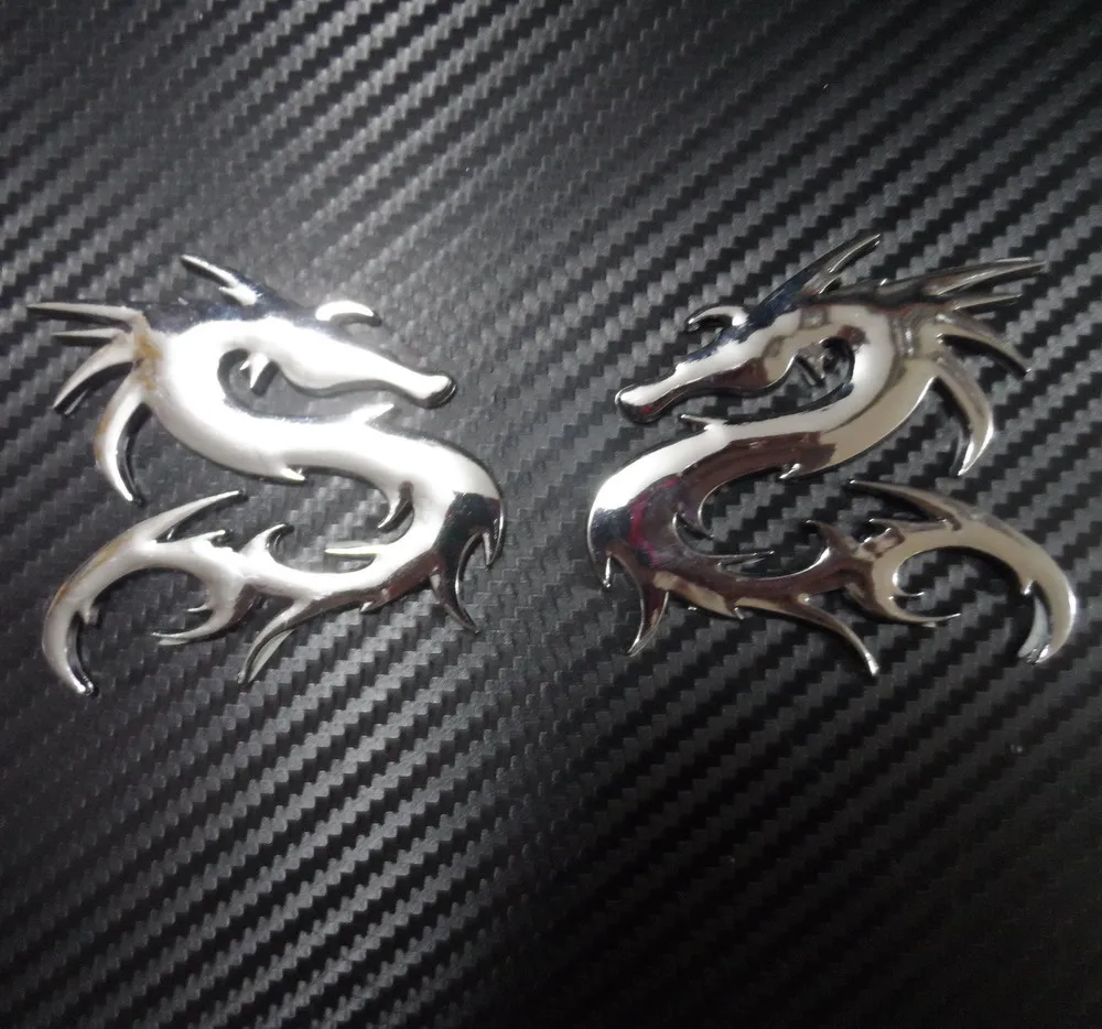 

Car Dragon Tribal left Right Side Trunk Chrome Badge Emblem Sticker 2pcs set