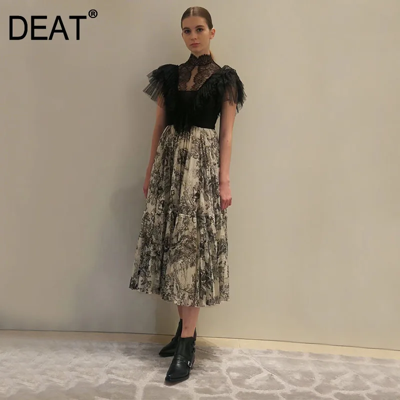 DEAT 2019 new peter collar lace hollow out short sleeves high waist A-line inks printed linen dress female vacation WF74201L
DEAT 2019 new peter collar lace hollow out short sleeves high waist A-line inks printed linen dress female vacation WF74201L