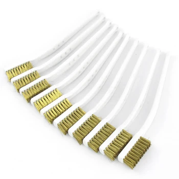 10 Pcs 6.9 "Length White Plastic Handle Brass Bristle Wire Brush Metal Brass Cleaning Brush Set Hand Tool For Industry Cleaning 
10 Pcs 6.9 "Length White Plastic Handle Brass Bristle Wire Brush Metal Brass Cleaning Brush Set Hand Tool For Industry Cleaning