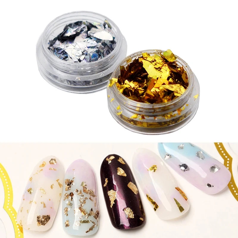 Artlalic 2 Boxes/Set Gold Silver Color Nail Art Decoration Broken Mirror Shell Glass Paper Foil Icy Irregular 3D Manicure Tools
Artlalic 2 Boxes/Set Gold Silver Color Nail Art Decoration Broken Mirror Shell Glass Paper Foil Icy Irregular 3D Manicure Tools