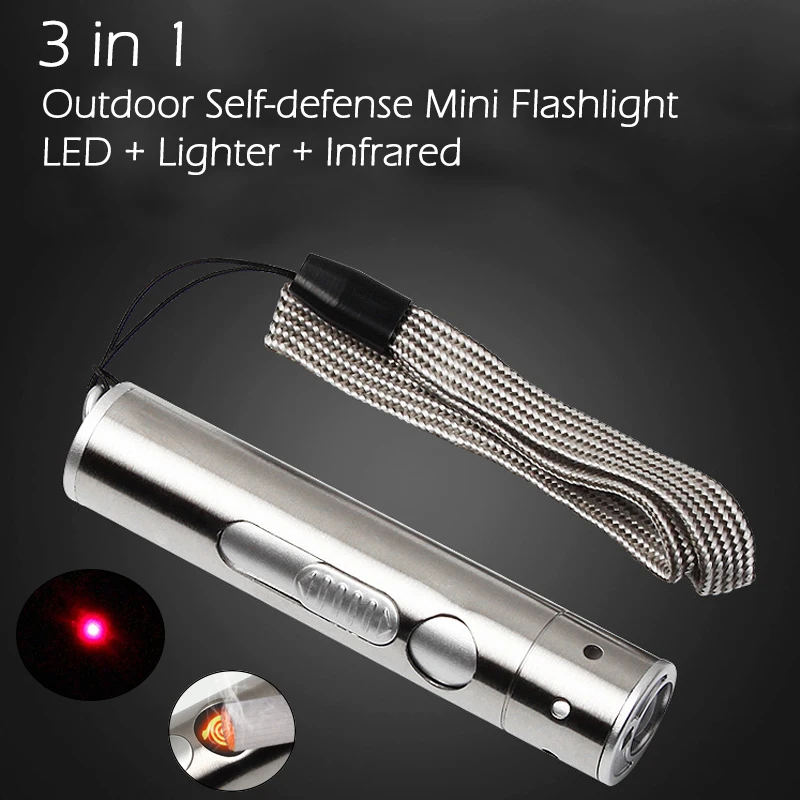 3 in 1 Outdoor Mini LED Flashlight + Cigarette Lighter + Infrared Light USB Charging Aluminium Alloy Torch High Power
3 in 1 Outdoor Mini LED Flashlight + Cigarette Lighter + Infrared Light USB Charging Aluminium Alloy Torch High Power