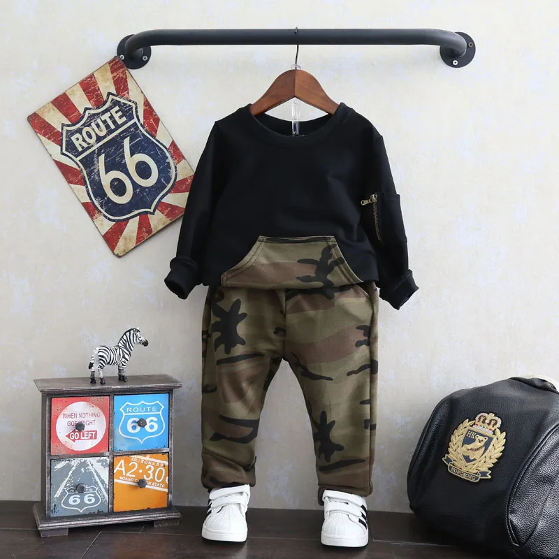 Фото Dulce Amor Kids Clothes Set Camouflage Tracksuit Fall Army Boys Children Clothing Suit Cotton Sweatshirt+Pants Boy Sportswear | Мать и
