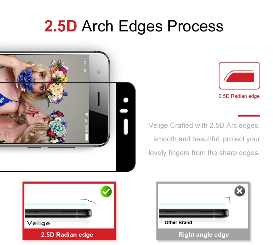 Velige 2.5D Full Cover Tempered Glass for Huawei Honor 9 Honor9 Screen Protector HD Clarity 9H Glass Protective Film (8)