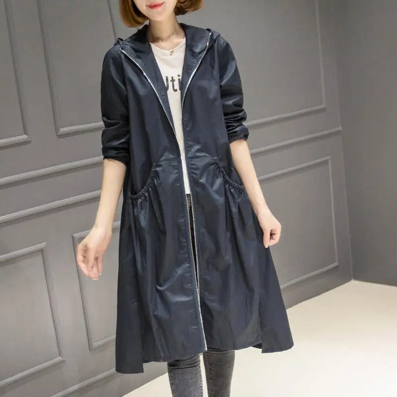 2019 spring and autumn new Korean casual hooded ladies long knee thin section windbreaker jacket loose large size coat WF17
2019 spring and autumn new Korean casual hooded ladies long knee thin section windbreaker jacket loose large size coat WF17