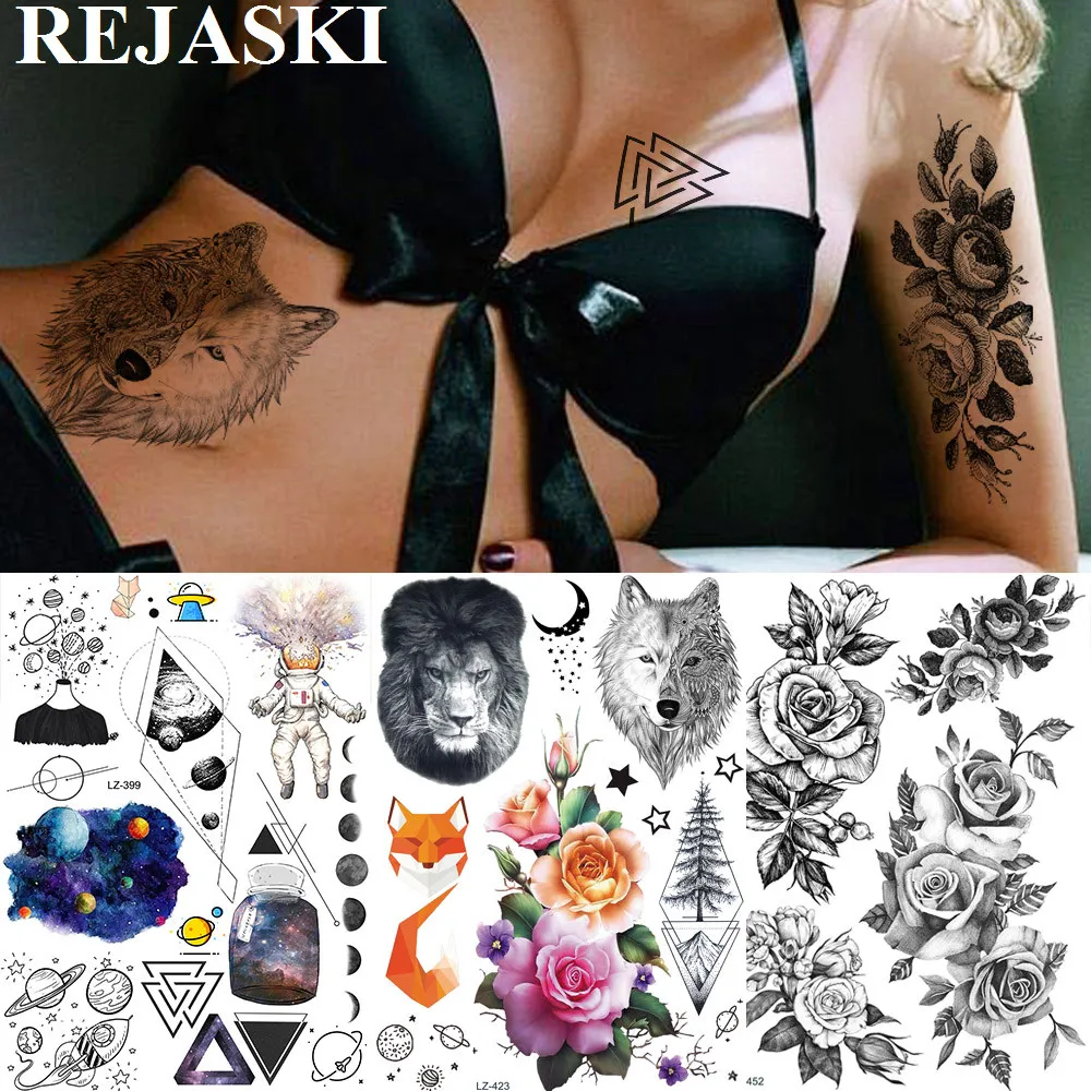 REJASKI Этническая хна, волк, цветок, Лев, временные татуировки для женщин и мужчин, наклейка, Бриллиантовая звезда, искусство, индивидуальная татуировка
REJASKI Этническая хна, волк, цветок, Лев, временные татуировки для женщин и мужчин, наклейка, Бриллиантовая звезда, искусство, индивидуальная татуировка