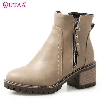 QUTAA 2020 Fashion Women Boots Zipper Pu Leather Ankle Boots Round Toe Wetrn Style Spring and Autumn Women Boots Size 34-43
QUTAA 2020 Fashion Women Boots Zipper Pu Leather Ankle Boots Round Toe Wetrn Style Spring and Autumn Women Boots Size 34-43
