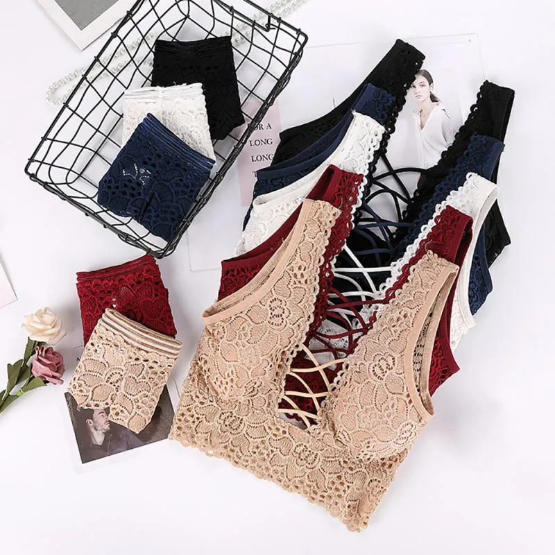 Lace Sexy Bra Set Backless Solid Color Corss Wire Free Beauty Back Comfortable Panties For Women Breathable Bra Set
Lace Sexy Bra Set Backless Solid Color Corss Wire Free Beauty Back Comfortable Panties For Women Breathable Bra Set