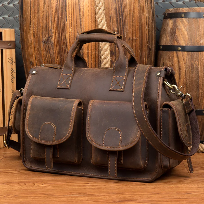 Vintage Men's Genuine Leather briefcase Cowhide Business bag Crazy Horse leather Laptop Double Layer messenger bag PC work tote
Vintage Men's Genuine Leather briefcase Cowhide Business bag Crazy Horse leather Laptop Double Layer messenger bag PC work tote