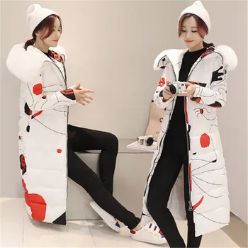 AILOOGE2017 Autumn Winter Coat Women Large Fur Collar Fashion Print Cotton Long Jacket Coat Slim Wadded Thick Warm Parka Outwear
AILOOGE2017 Autumn Winter Coat Women Large Fur Collar Fashion Print Cotton Long Jacket Coat Slim Wadded Thick Warm Parka Outwear