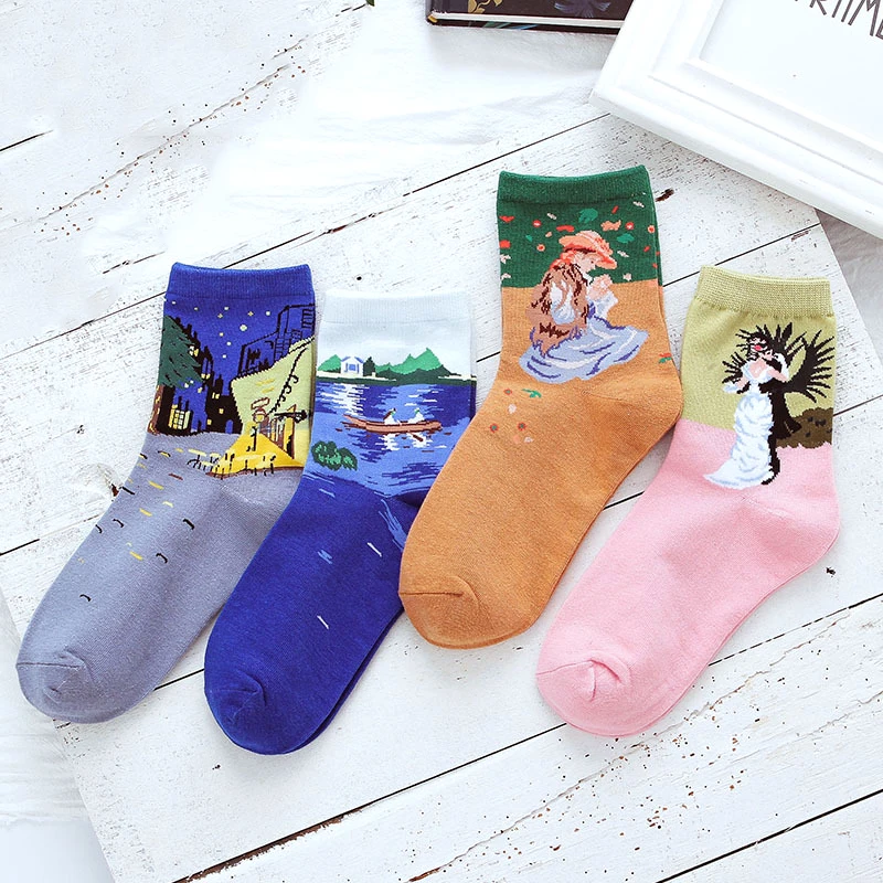 Romantic Cartoon Illustration Street Socks Van Gogh Renaissance Oil Paint Cotton Socks Art Abstract Happy Funny Women Socks
Romantic Cartoon Illustration Street Socks Van Gogh Renaissance Oil Paint Cotton Socks Art Abstract Happy Funny Women Socks