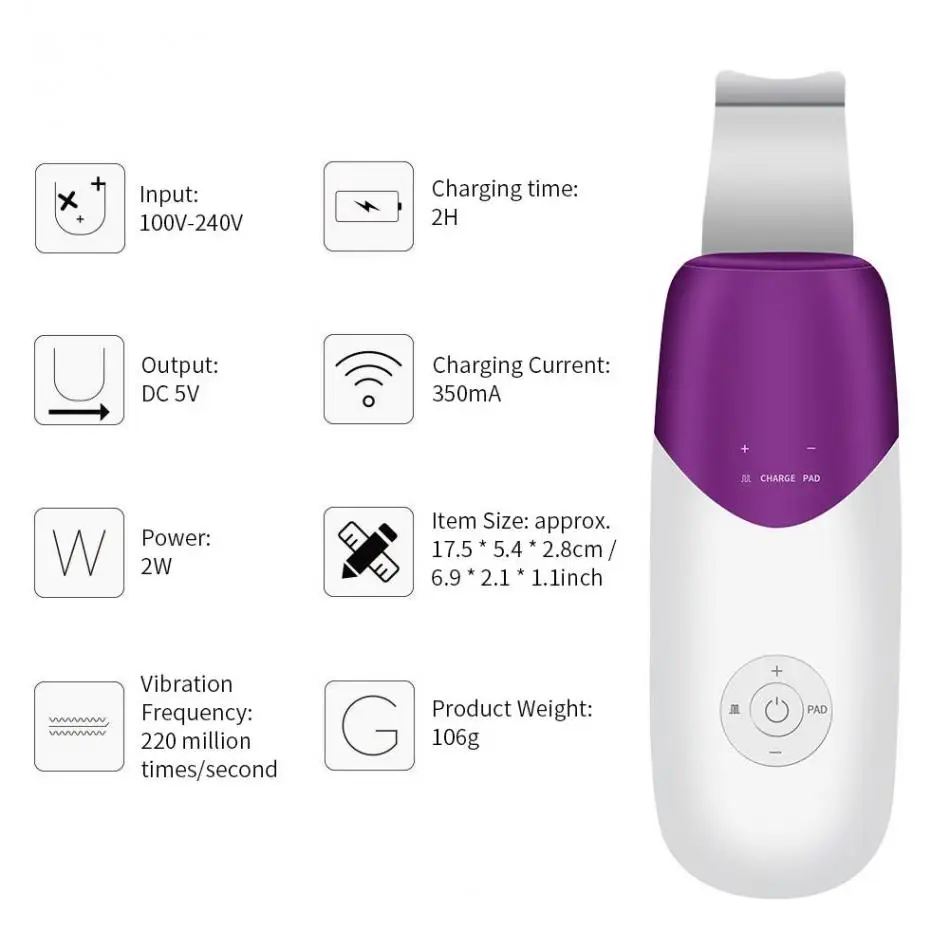 Ultrasonic Skin Scrubber Ion Facial Cleaner Skin Peeling Face Pores Deep Cleansing Cuticles Removal Scrubber Face Lift Machine
Ultrasonic Skin Scrubber Ion Facial Cleaner Skin Peeling Face Pores Deep Cleansing Cuticles Removal Scrubber Face Lift Machine