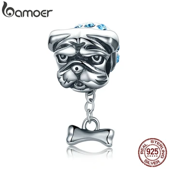 BAMOER Genuine 925 Sterling Silver Cute Bulldog Dog Beads Doggy Blue CZ Charms fit Women Bracelets Jewelry Making S925 SCC187 
BAMOER Genuine 925 Sterling Silver Cute Bulldog Dog Beads Doggy Blue CZ Charms fit Women Bracelets Jewelry Making S925 SCC187