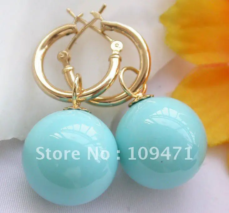 16mm blue south sea shell pearl earrings