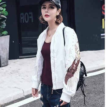 Spring Autumn New Women Jacket Embroidery Long Sleeve Basic Coat Ladies Zipper Jacket Female Casual Stand Collar Outerwear P1633
Spring Autumn New Women Jacket Embroidery Long Sleeve Basic Coat Ladies Zipper Jacket Female Casual Stand Collar Outerwear P1633
