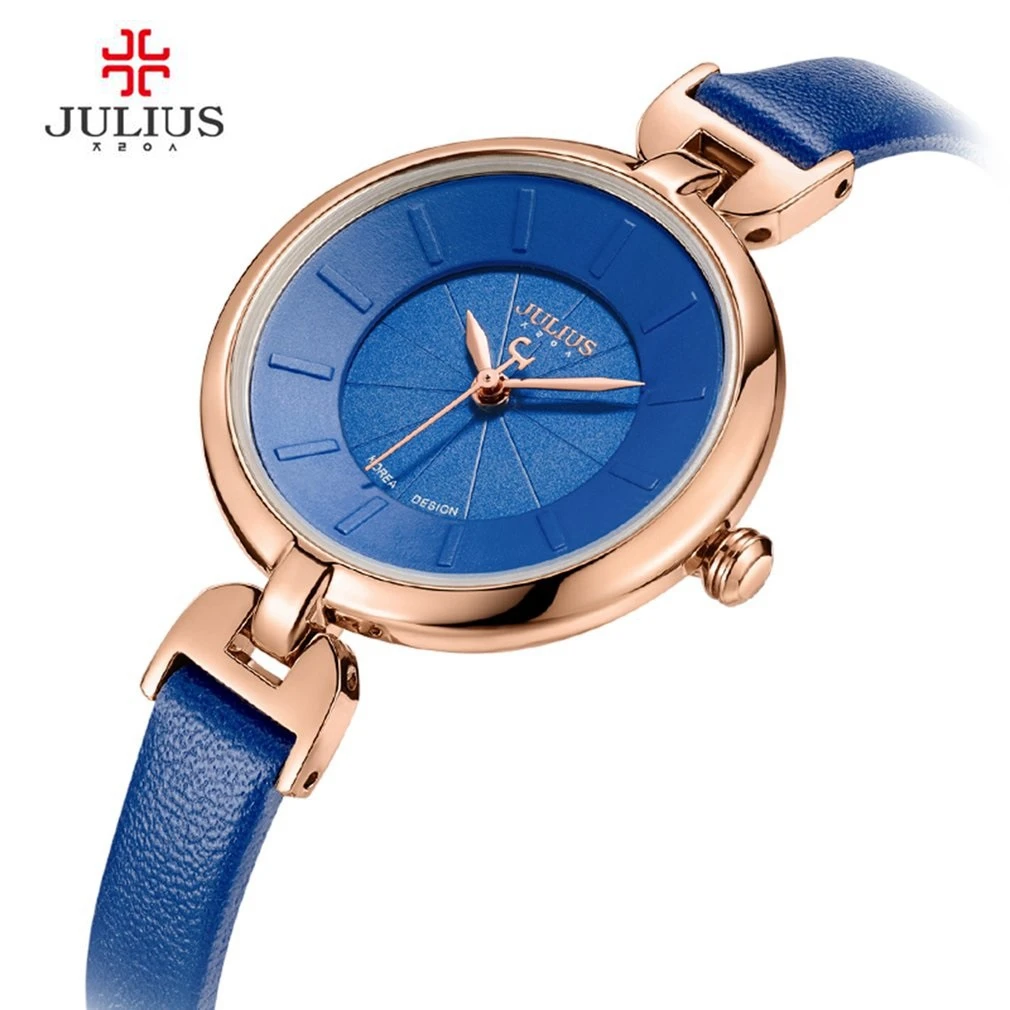 

JULIUS Simple Fashion Slim Leather Watchband Wristwatch Waterproof Round Quartz Clock Time Original Watches JA-864
