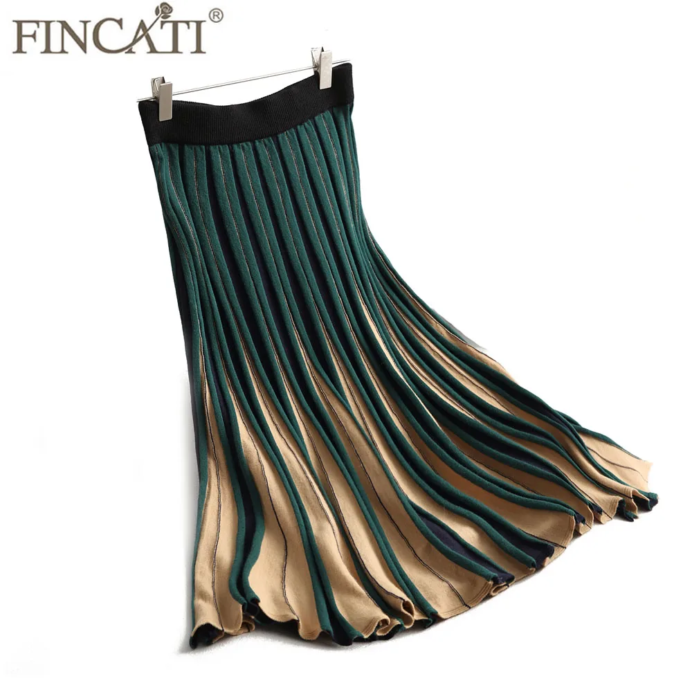 Skirt Women 2018 Autumn Winter New Fashion Cashmere Blending Contrast Color Patchwork Golden Line Striped Knit Pleated Skirts
Skirt Women 2018 Autumn Winter New Fashion Cashmere Blending Contrast Color Patchwork Golden Line Striped Knit Pleated Skirts