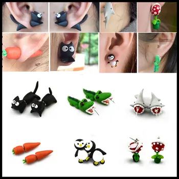 6Pairs Handmade Polymer Clay Cute Shark Crocodile Cat Piranha Stud Earrings For Women Fashion Animal Piercing Earrings Jewelry
6Pairs Handmade Polymer Clay Cute Shark Crocodile Cat Piranha Stud Earrings For Women Fashion Animal Piercing Earrings Jewelry