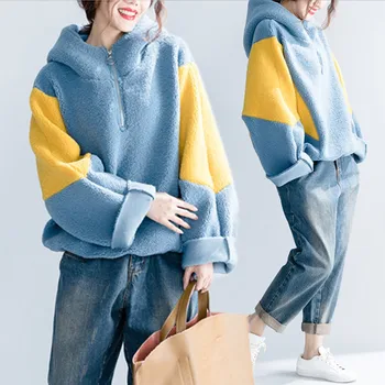 BIG SIZE 4XL Autumn Winter Women Fashion Color Block Tops Ladies Female Plus Large Long Sleeve Fleece Thick Hooded Sweatshirt
BIG SIZE 4XL Autumn Winter Women Fashion Color Block Tops Ladies Female Plus Large Long Sleeve Fleece Thick Hooded Sweatshirt