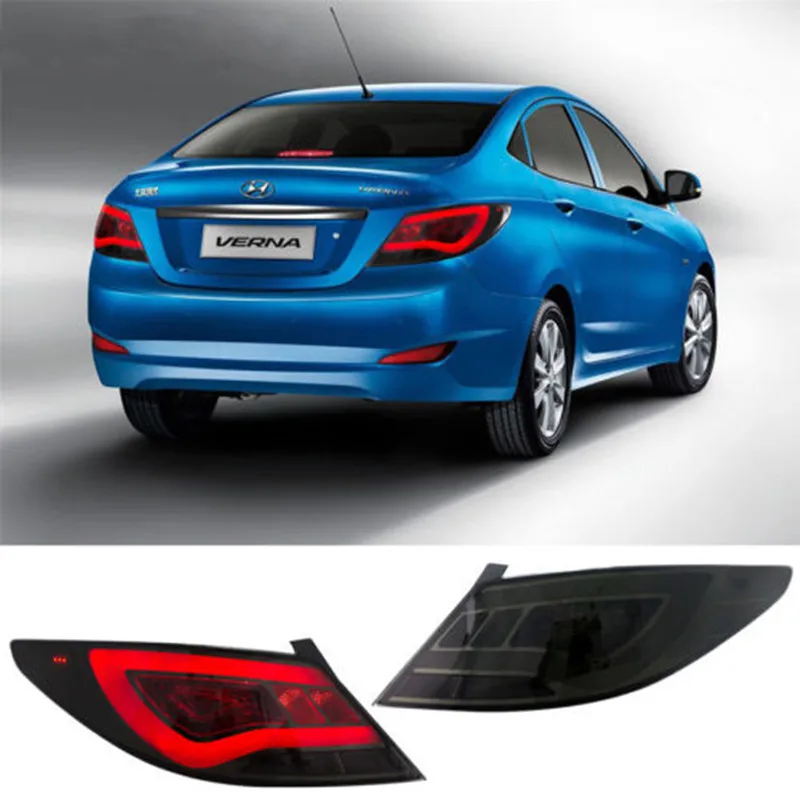 LED Strip Rear Lamps for Hyundai Accent Verna Solaris Tail Lights 2012-2017 Red and Smoke Lense
LED Strip Rear Lamps for Hyundai Accent Verna Solaris Tail Lights 2012-2017 Red and Smoke Lense