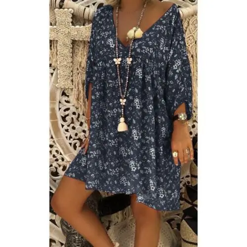 Women Summer Boho Floral Long Sleeve V-neck Dresses Baggy Ladies Loose Mini Dress Plus Size
Women Summer Boho Floral Long Sleeve V-neck Dresses Baggy Ladies Loose Mini Dress Plus Size