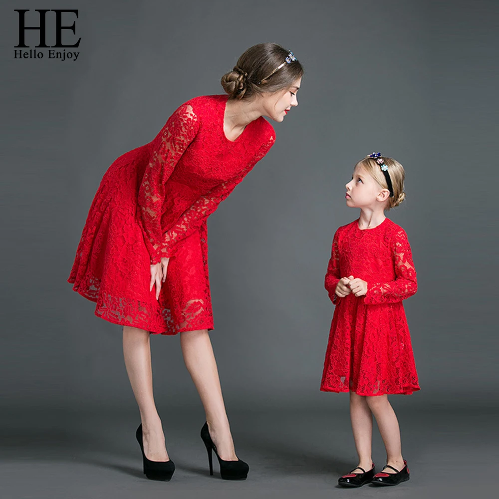HE Hello Enjoy Mother Daughter Dresses Fall 2019 Family Matching Outfits Long sleeves Red Lace Dress Woman Clothes Look Girls
HE Hello Enjoy Mother Daughter Dresses Fall 2019 Family Matching Outfits Long sleeves Red Lace Dress Woman Clothes Look Girls