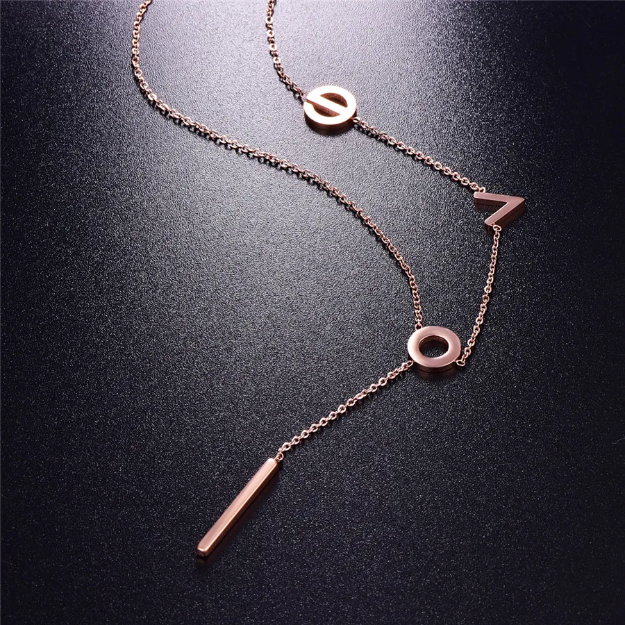 Martick Rose Gold-color Stainless Steel Chain Love Letter Long Pendant Necklace For Women Colar Fashion Brand Jewelry P118
Martick Rose Gold-color Stainless Steel Chain Love Letter Long Pendant Necklace For Women Colar Fashion Brand Jewelry P118