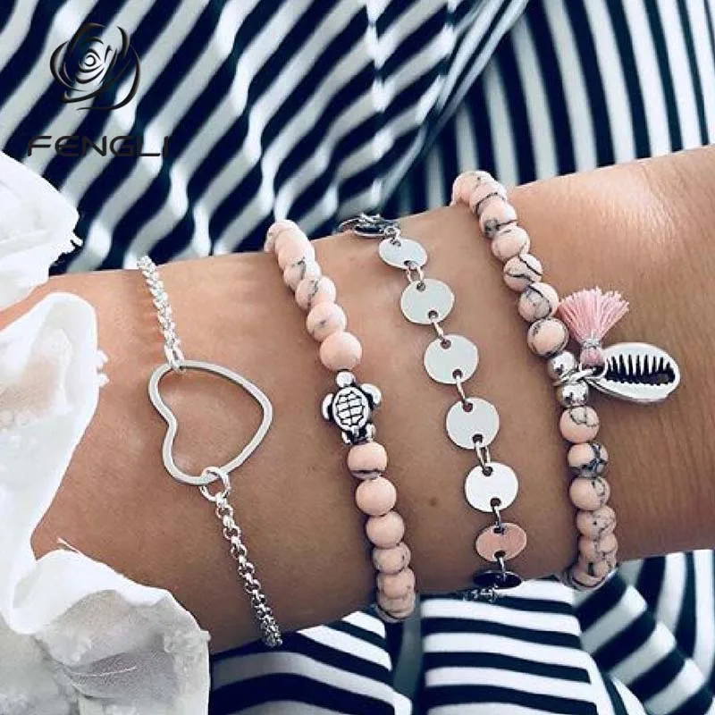 FENGLI Bohemian Pink Beads Chain Bracelets Bangles For Women Trendy Heart Seashell Chain Bracelets Sets Jewelry Gifts
FENGLI Bohemian Pink Beads Chain Bracelets Bangles For Women Trendy Heart Seashell Chain Bracelets Sets Jewelry Gifts