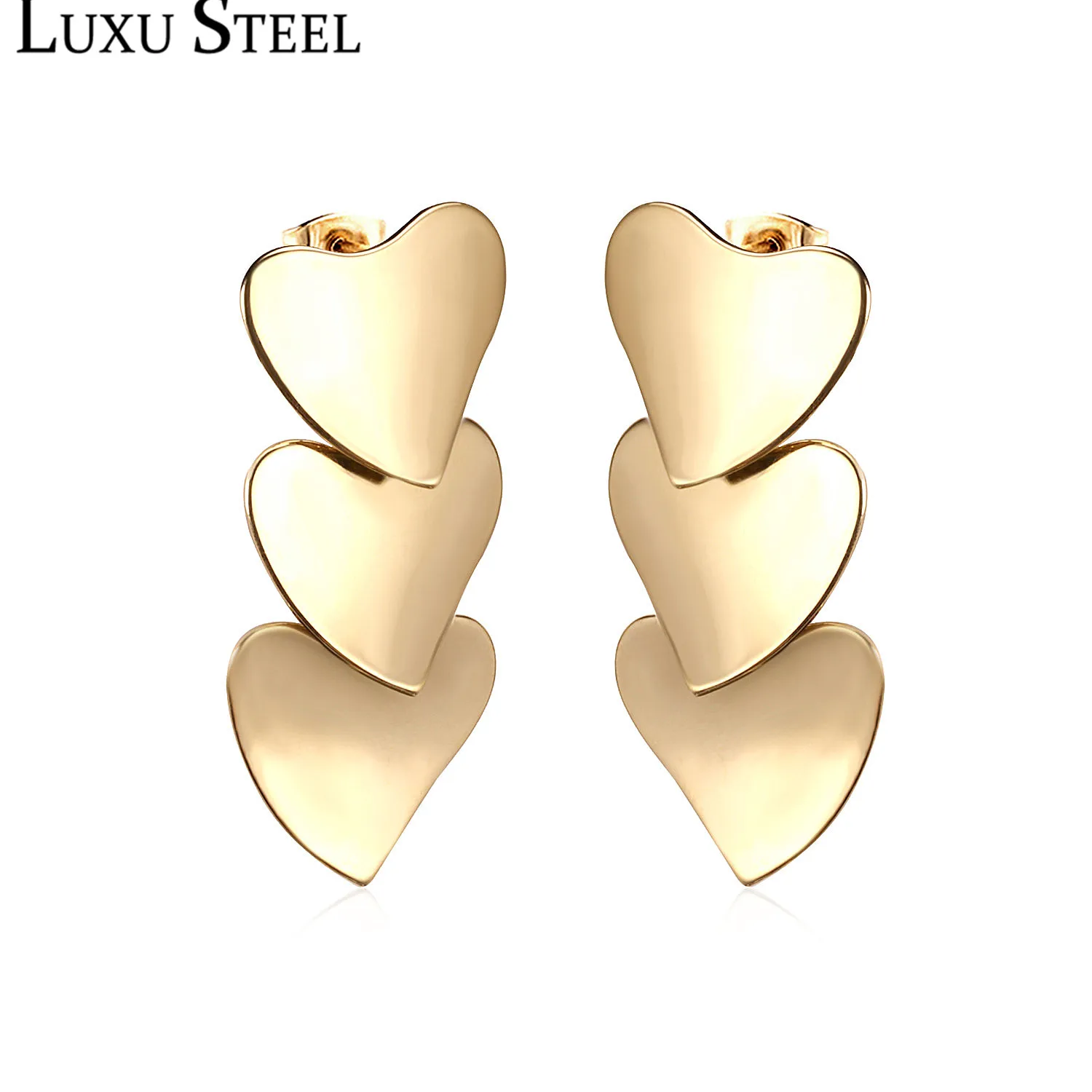 LUXUSTEEL Pendientes Mujer Heart Shape Drop Earrings Gold Color Push Back Earring Fashion Jewelry For Women/Girl Wholesale Gift
LUXUSTEEL Pendientes Mujer Heart Shape Drop Earrings Gold Color Push Back Earring Fashion Jewelry For Women/Girl Wholesale Gift
