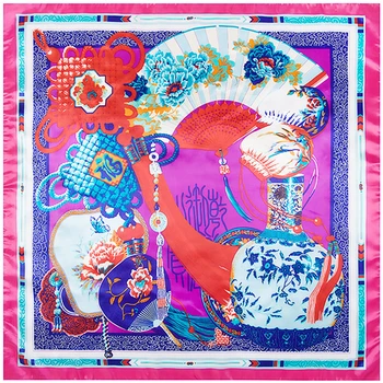 90X90cm New female blue Silk Square Scarf Women Brand Imitated Silk Traditional China Fan and Chinese Knot Scarves femme A291
90X90cm New female blue Silk Square Scarf Women Brand Imitated Silk Traditional China Fan and Chinese Knot Scarves femme A291