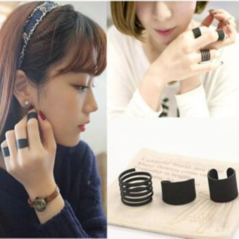 3 Pcs Punk Fashion Rings for Women Anel 2016 Anillos Black Stack Plain Above Knuckle Ring Band Midi Finger Ring Set
3 Pcs Punk Fashion Rings for Women Anel 2016 Anillos Black Stack Plain Above Knuckle Ring Band Midi Finger Ring Set