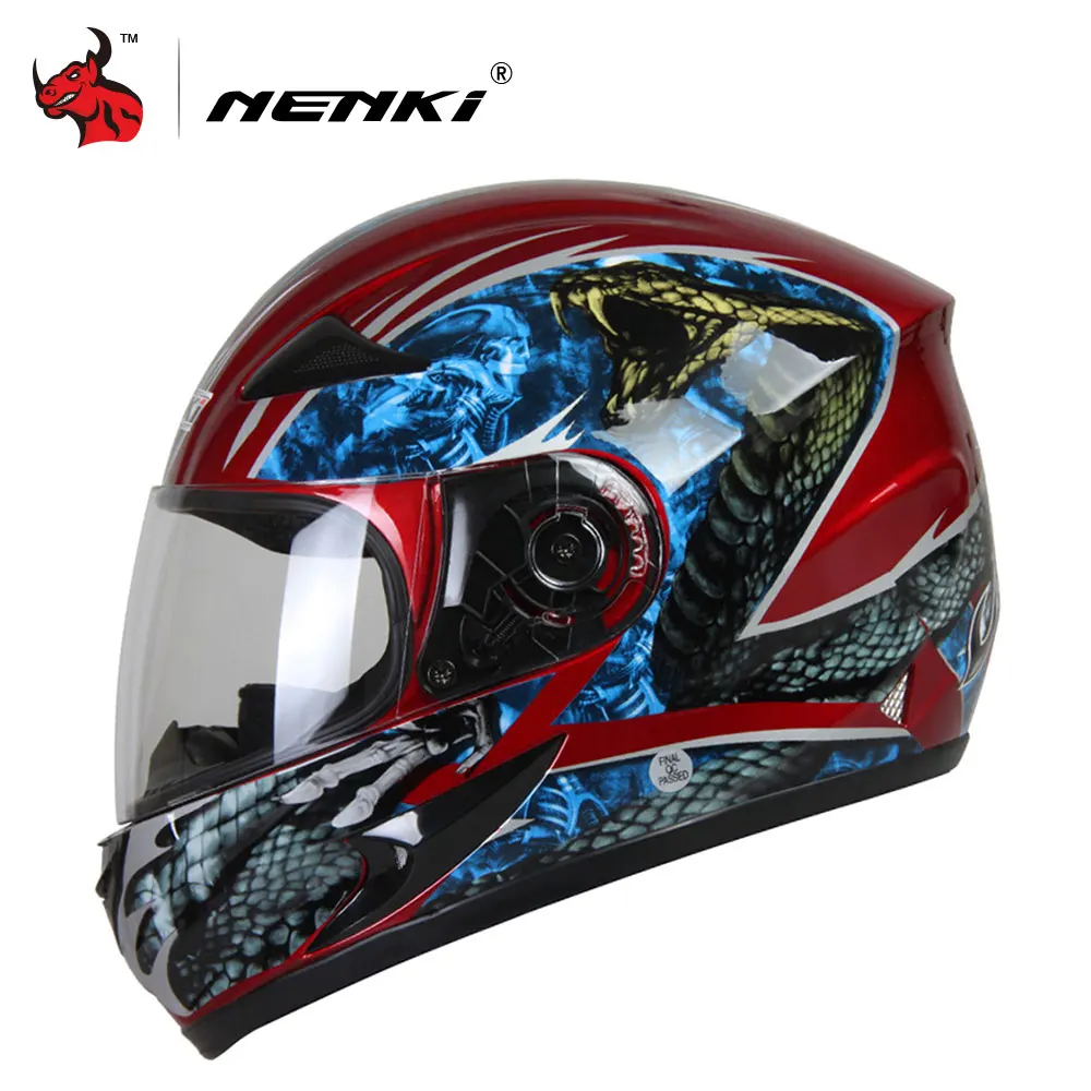 Image NENKI Motorcycle full face helmet Snowmobile ATV Motorbike Street Bike Motor Riding Racing with Clear