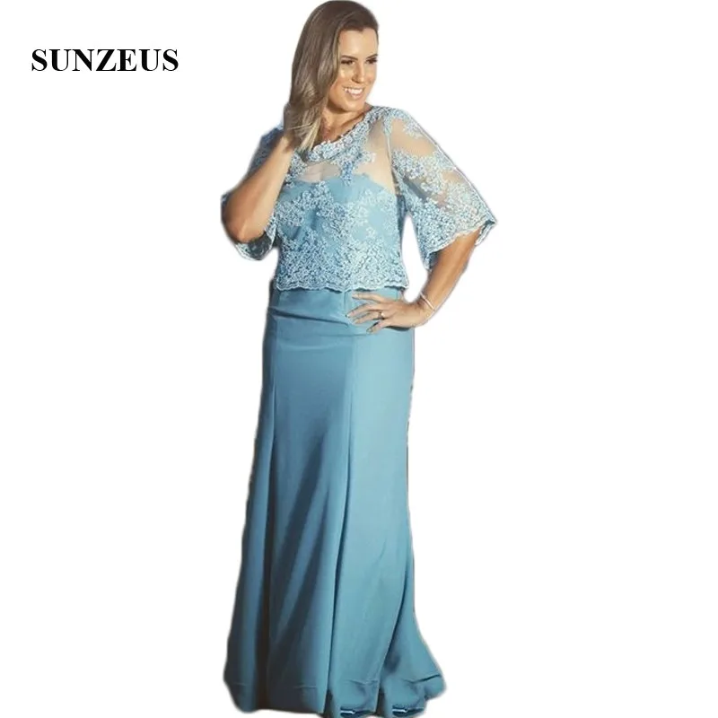 Half Lace Sleeve Dresses Elegant for Mother Sheath Long Evening Party Dress with Jacket vestido de madrinha SMD43 | Свадьбы и