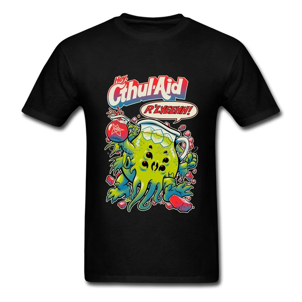 Cthulhu как ногами в моде Футболка мужская черная рубашка оригинальный дизайн CTHUL AID