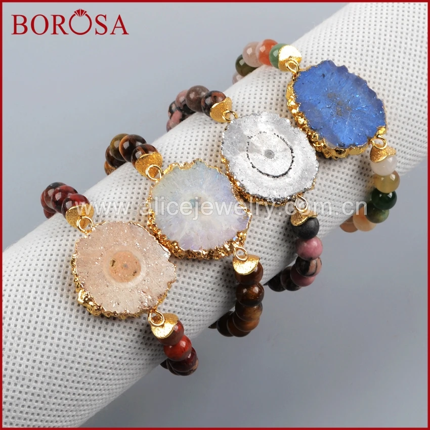 BOROSA Gold Color Mix Color Titanium Solar Quartz Bracelet India Crystal Druzy Beads/Rhodonite/Natural Stone Beads G1197
BOROSA Gold Color Mix Color Titanium Solar Quartz Bracelet India Crystal Druzy Beads/Rhodonite/Natural Stone Beads G1197
