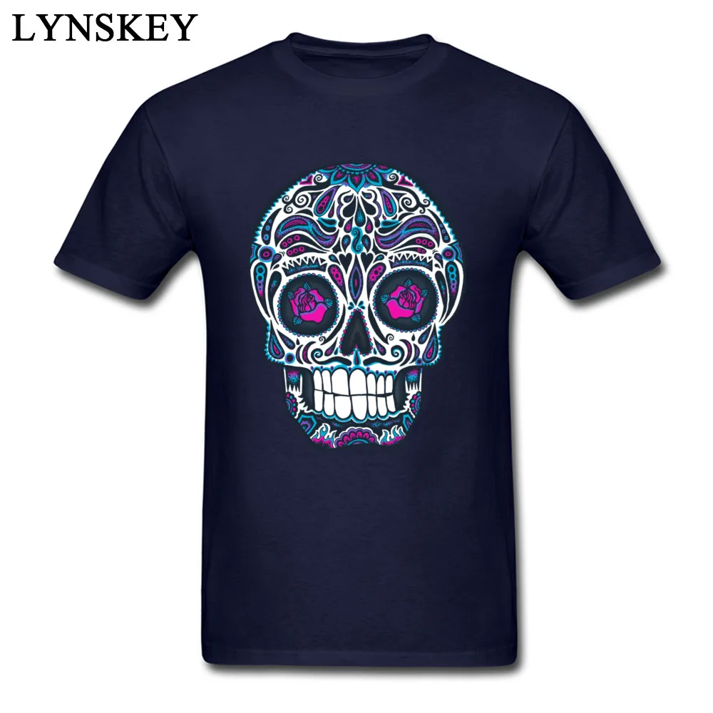Cotton Boy Short Sleeve T Shirt Design Tops Shirt Cute Geek O Neck Tee Shirt Calavera IV Neon Calavera IV Neon navy