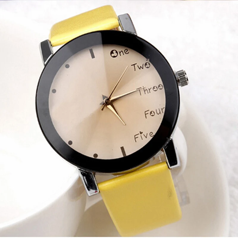 Fashion Leisure Dress Watch Women PU Leather Quartz Watch Cute Dial Girls Stylish Letter Wristwatch Colorful Trendy#4
Fashion Leisure Dress Watch Women PU Leather Quartz Watch Cute Dial Girls Stylish Letter Wristwatch Colorful Trendy#4